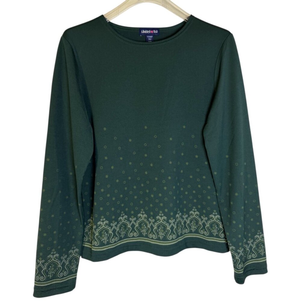 Vintage Y2K Limited Too Stretchy Green Long Sleeve Top Girls Size Large- 14